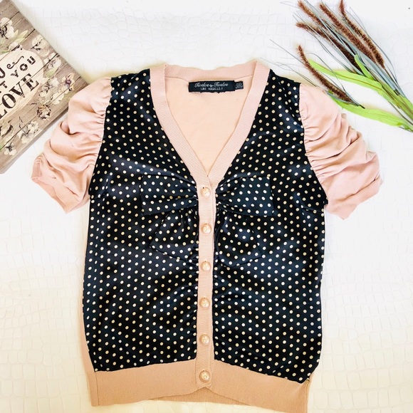 3/$30 Twelve by Twelve LA Retro Polkadot Cardigan - Picture 1 of 7